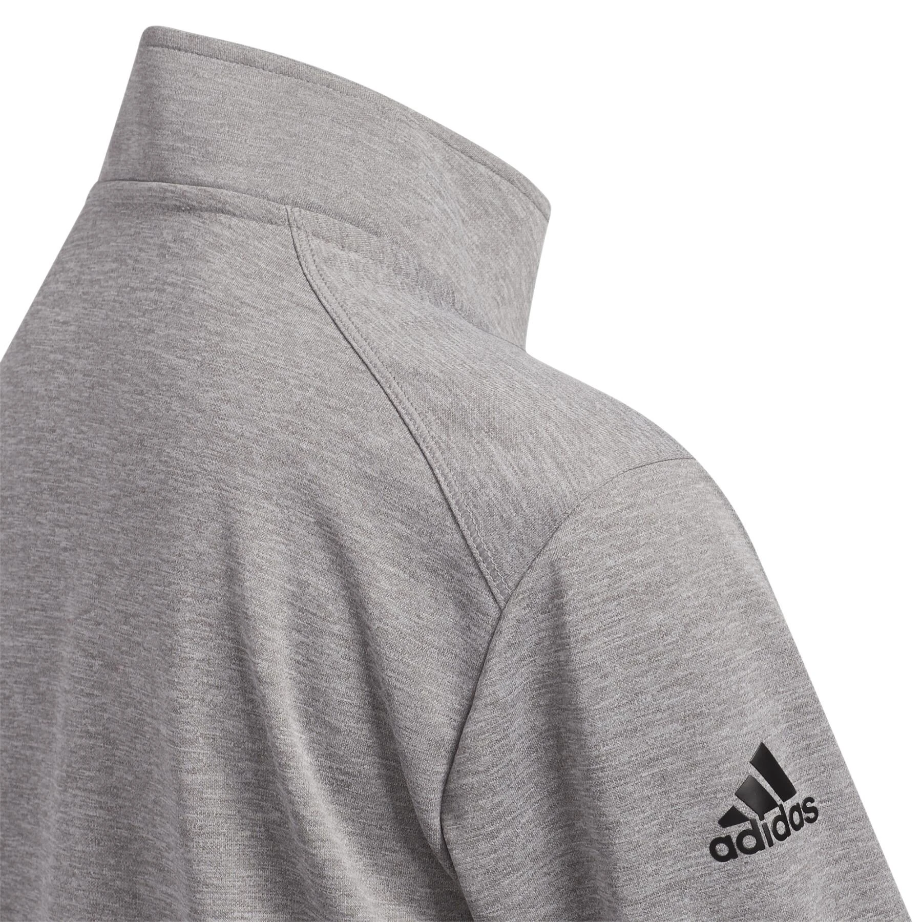 Adidas Junior BOYS’ HEATHER QUARTER-ZIP PULLOVER Grey 4 Adidas Junior BOYS’ HEATHER QUARTER-ZIP PULLOVER Grey - Image 2