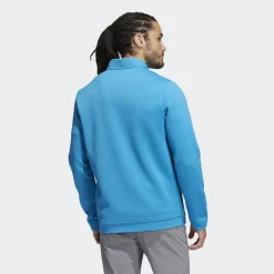 Adidas PRIMEGREEN WATER-RESISTANT QUARTER-ZIP SWEATSHIRT Blue -Golf Clubs Shop Primegreen Water Resistant Quarter Zip Sweatshirt Turquoise GU5088 1