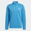 Adidas PRIMEGREEN WATER-RESISTANT QUARTER-ZIP SWEATSHIRT Blue -Golf Clubs Shop Primegreen Water Resistant Quarter Zip Sweatshirt Turquoise GU5088 3