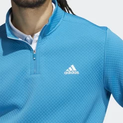 Adidas PRIMEGREEN WATER-RESISTANT QUARTER-ZIP SWEATSHIRT Blue -Golf Clubs Shop Primegreen Water Resistant Quarter Zip Sweatshirt Turquoise GU5088 4