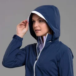 Zero Restriction Ladies Olivia Hooded Waterproof Jacket Storm/White -Golf Clubs Shop Zero Restriction Hooded Olivia Jacket 1