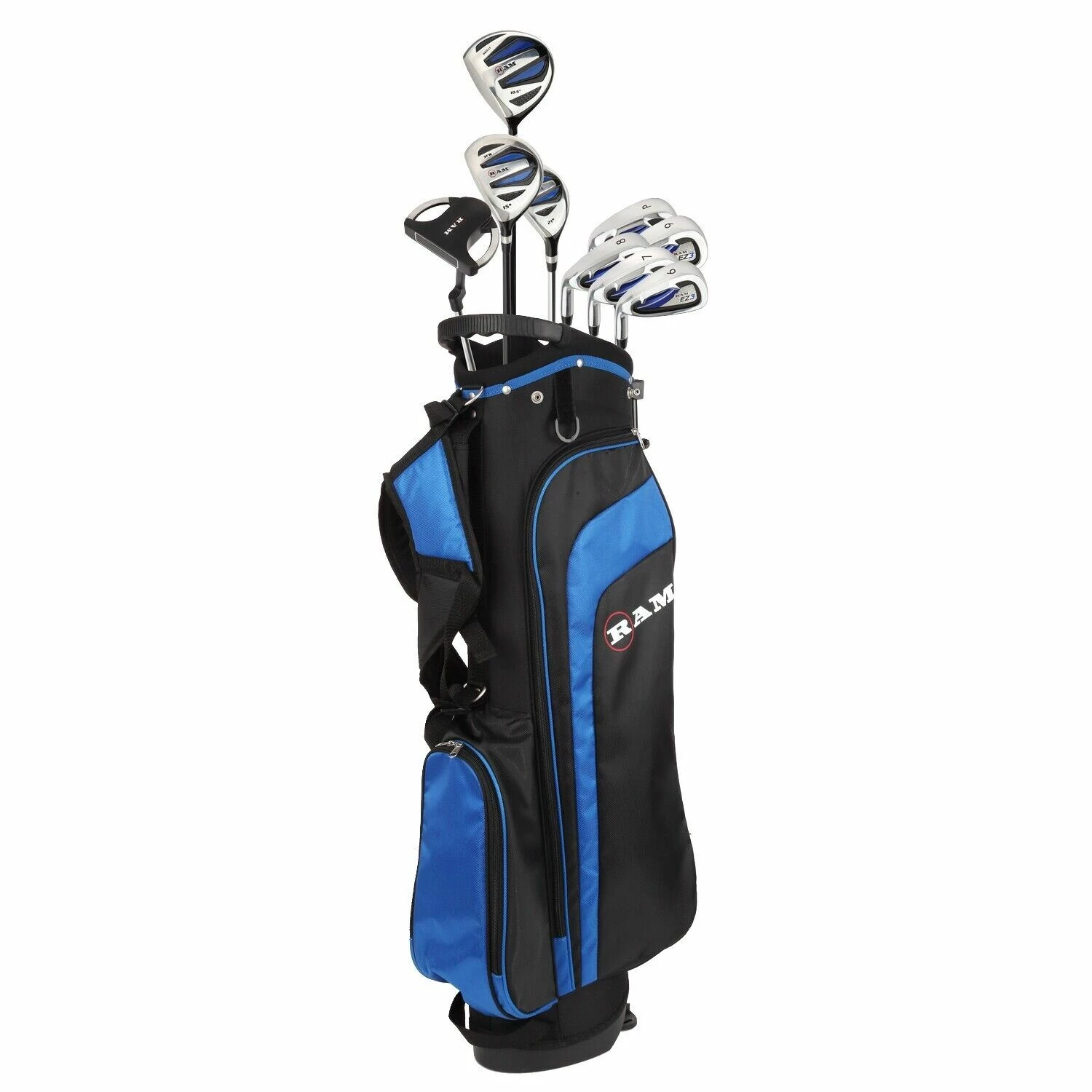 Ram Golf EZ3 Mens Golf Clubs Set With Stand Bag - Graphite/Steel Shafts - Lefty 3 Ram Golf EZ3 Mens Golf Clubs Set With Stand Bag - Graphite/Steel Shafts - Lefty