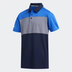 Adidas ENGINEERED STRIPE Junior Golf POLO SHIRT Blue